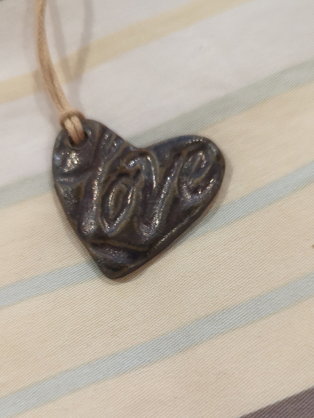 Handcrafted Dark Ceramic Heart Pendant Necklace - Love Design